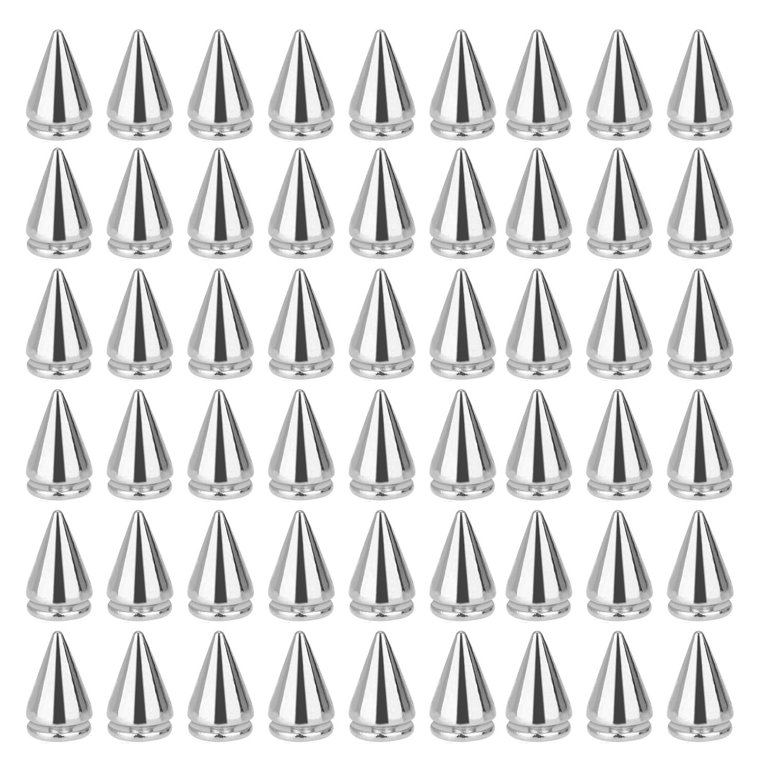 Hopzab 100 Pcs 7.2 x 10mm Cone Silver Studs,Metal Material Bullet Studs,Trendy Punk Style,for DIY Leather Bags Shoes Clothing Jacket Belt