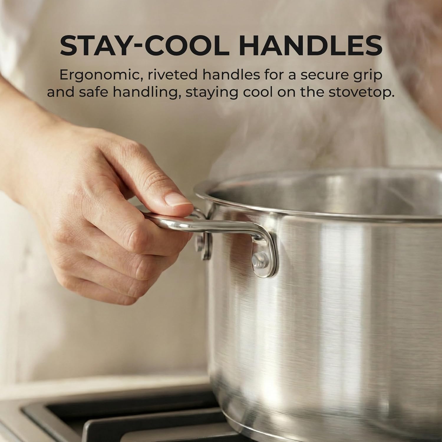 SUNHOUSE 18/8 Stainless Steel Stock Pot - 6 Quart Heavy-Duty Induction Cooking Pot with Visible Lid for Pasta, Soup, Spaghetti - Nonstick Thick-Bottom Deep Stockpot for Canning, Boiling, and Simmering - Image 6