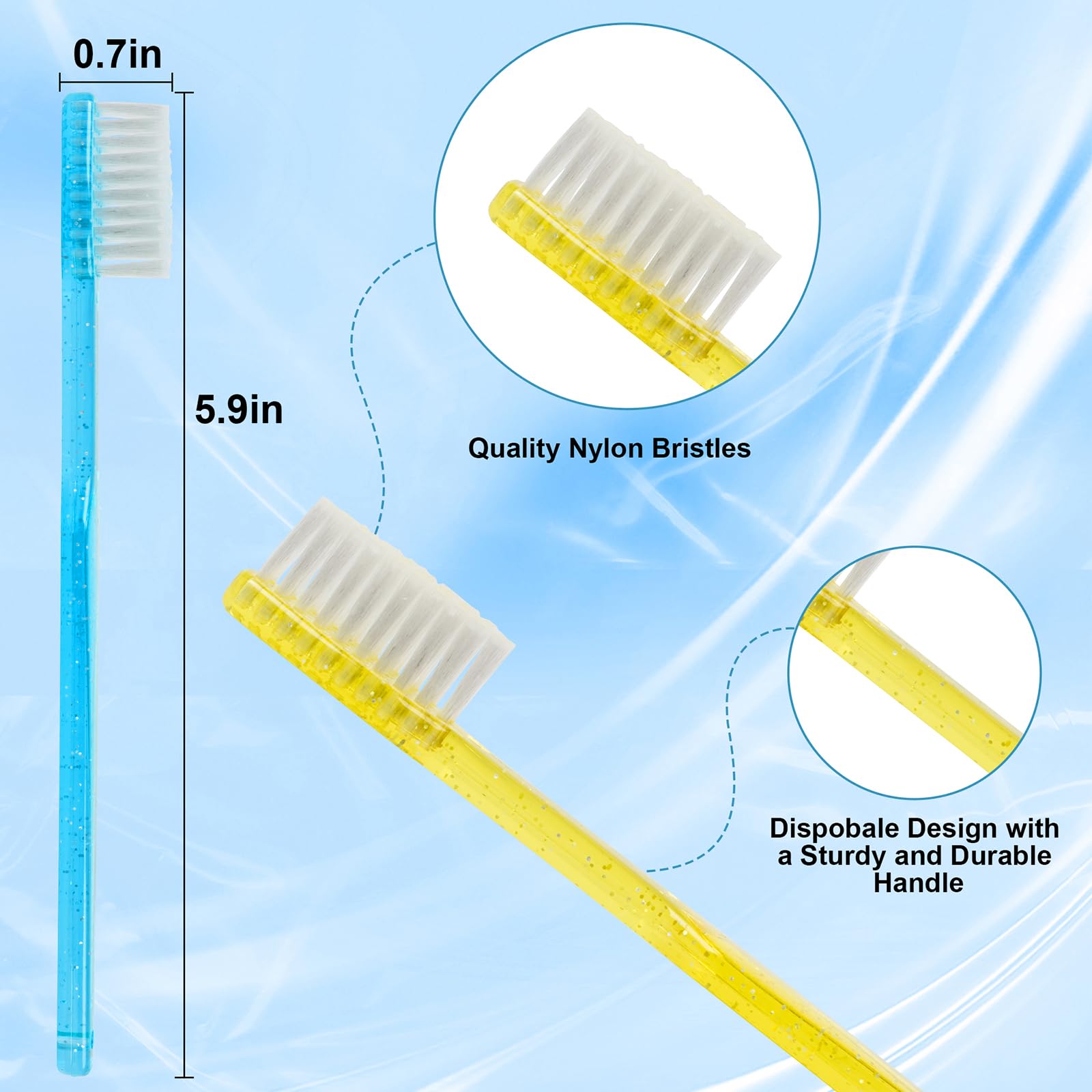 Spazzolino da denti usa e getta, confezionati singolarmente, morbide setole in nylon, spazzolino manuale da viaggio per adulti o bambini, multicolore (72 pezzi)