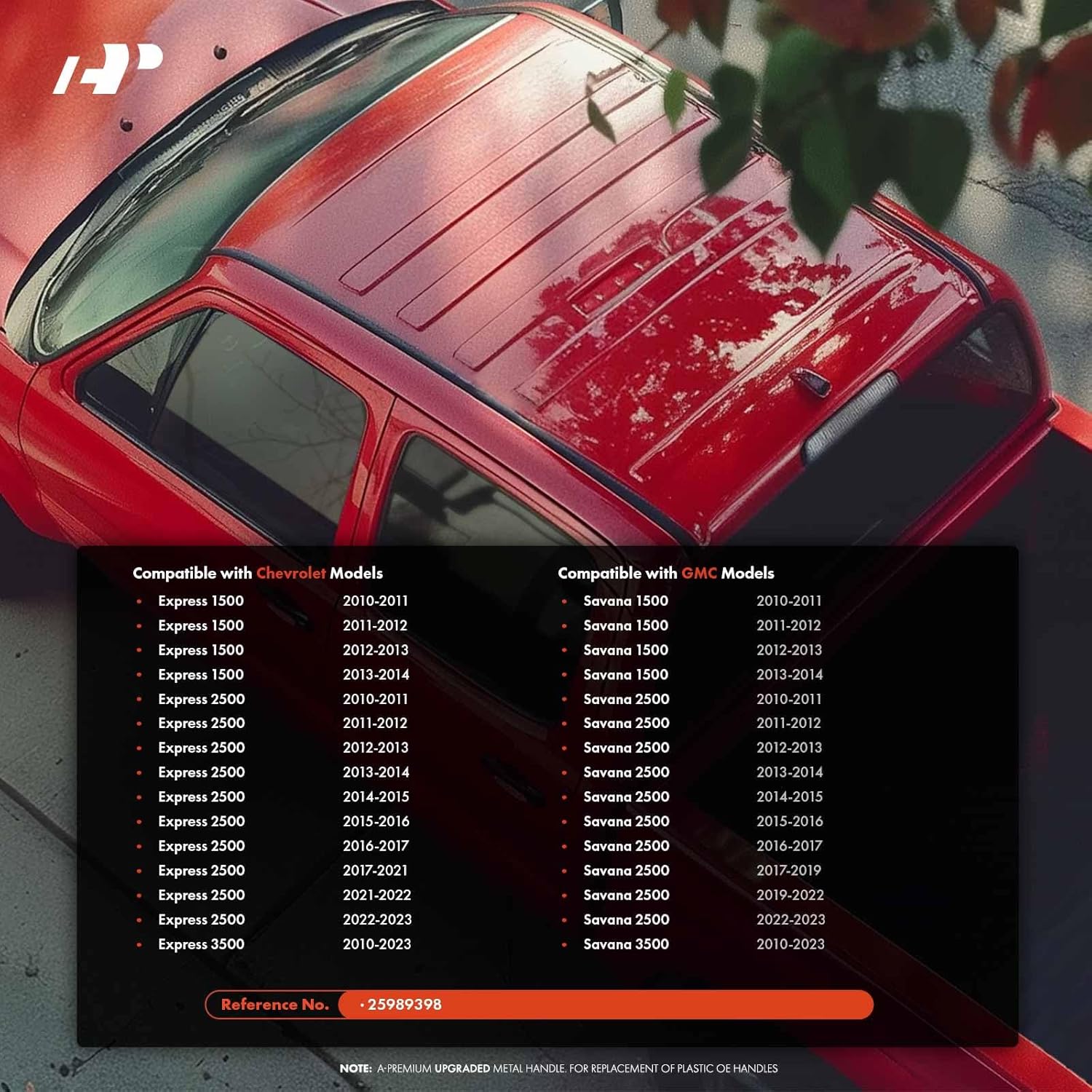 A-Premium Front Left Driver Side Upgraded Metal Exterior Door Handle with Keyhole Compatible with Chevy Express 1500 2010-2014, Express 2500 3500 2010-2023 & GMC Savana 1500 2500 3500, Textured Black