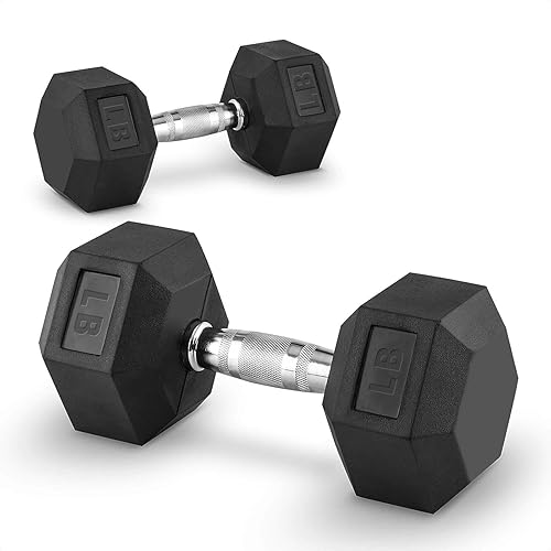Miniatura 1 de Mancuernas hexagonales con mango de metal, juego de 2 mancuernas de goma para ejercicio muscular pesado, juegos de pesas de mano para hombres y