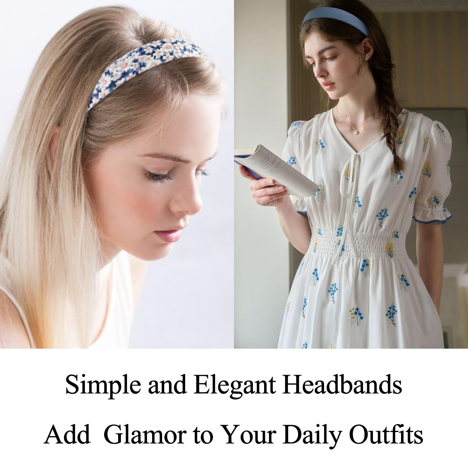 Elegant Women\'s Headband Set - Blue, Cream, Green Amazon.com : Skincare Headband Set with Wristbands - Face  main image 4