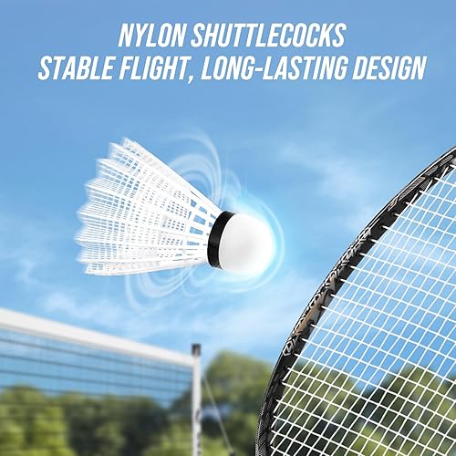 Vista 38 de Badminton Set for Backyard, Outdoor Badminton Net with Anti-Sag Design, 4 Professional Badminton Rackets, 4 Shuttlecocks and Carry Bag for Lawn or