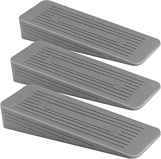 Pack of 3 Door Stop | Door Stoppers for Floor Anti-Skid, Durable, and Heavy Duty Rubber Door Stops | Ideal for All Types of Surfaces | Grey Door Wedges Indoors