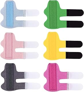 6pcs Finger Splint, WOVTE Trigger Finger Splint with Belt-in Aluminum Splint & Adjustment Tape Stick, Finger Brace to Recovery, Sports Injury, Finger Broken, Strained, Sprained, for Thumb, Index, Middle, Ring Finger, Pinky
