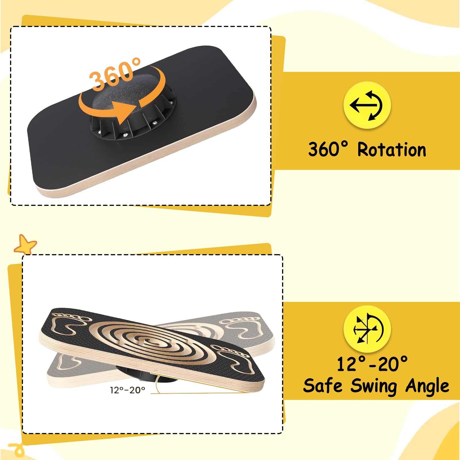 Balance Board in legno con labirinto, tavola oscillante per allenare l'equilibrio | Tavola d'equilibrio per bambini, per yoga ed esercizi, per ufficio, portata fino a 200 kg