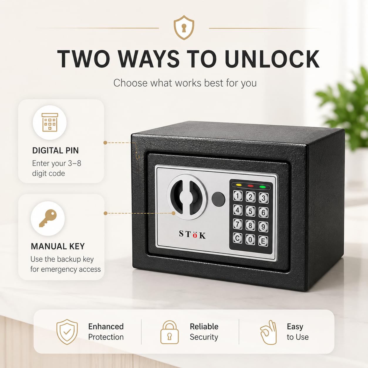SToK (ST-ES1723-B) Electronic Safe - Secure Locker for Home and Office | Size: 23x17x17 cm | Keep Your Valuables Safe! - Black (1 Year Offsite Warranty) 3