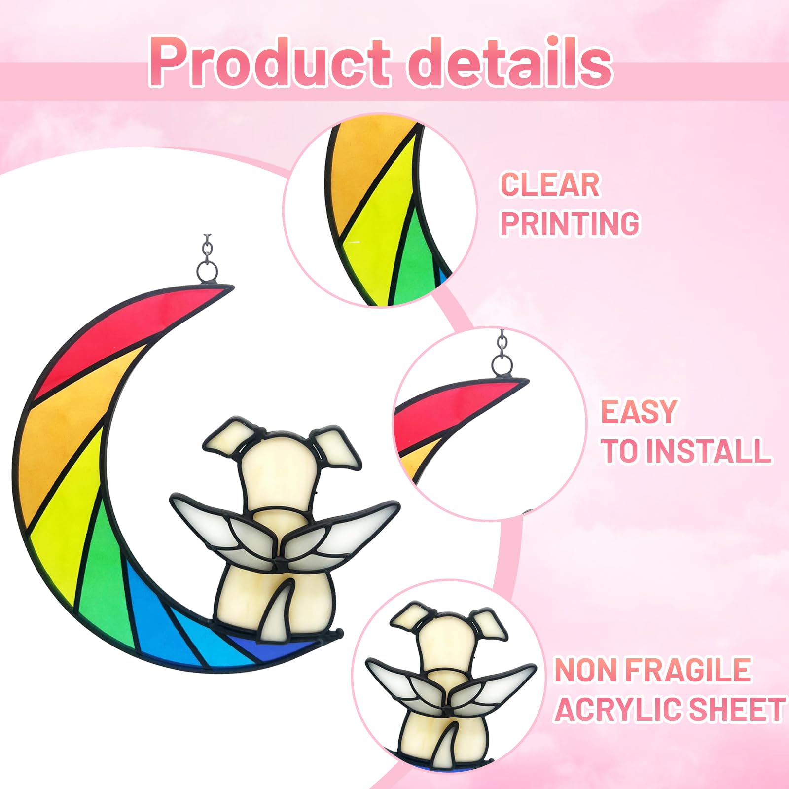 QhgPnt Pet Bereavement Gifts, Dog Memorial Gifts for Dog Lovers Acrylic Rainbow Dog Memorial Plaque - Image 3
