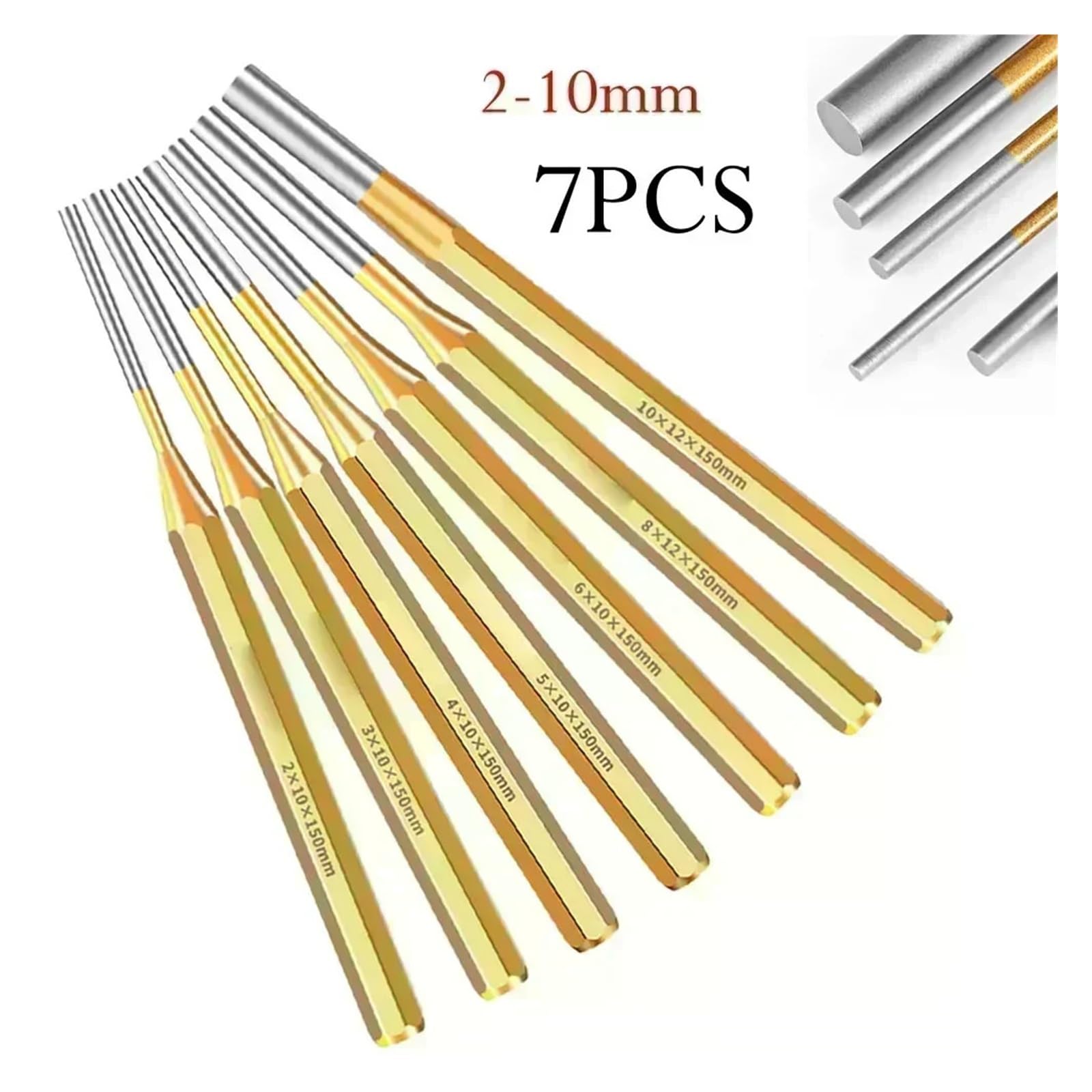 7 Uds. Removedor de herramientas punzón rodillo 2-10mm, cono cincel alta resistencia, reparación relojes for mantenimiento maquinaria, accesorios Hardware