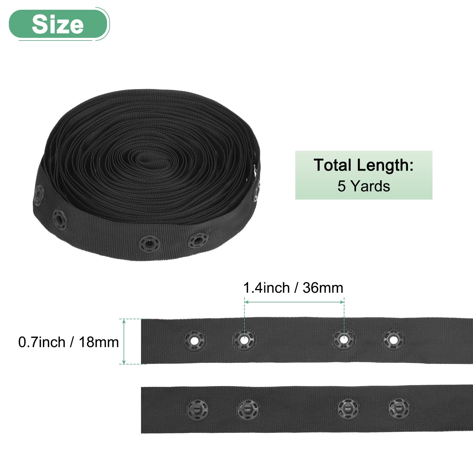 M METERXITY Plastic Snap Buttons, 5 Yards Plastic Snaps - Image 3