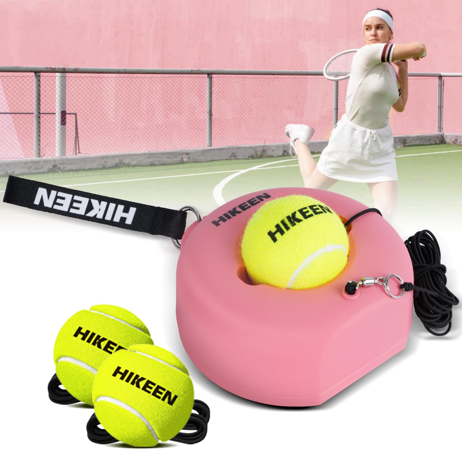 BOOSTEADY Juego de Entrenamiento de Tenis Individual Portátil con 3 Pelotas de Cuerda Altamente Elásticas, Entrenamiento Tenis Equipo para Niños Adultos
