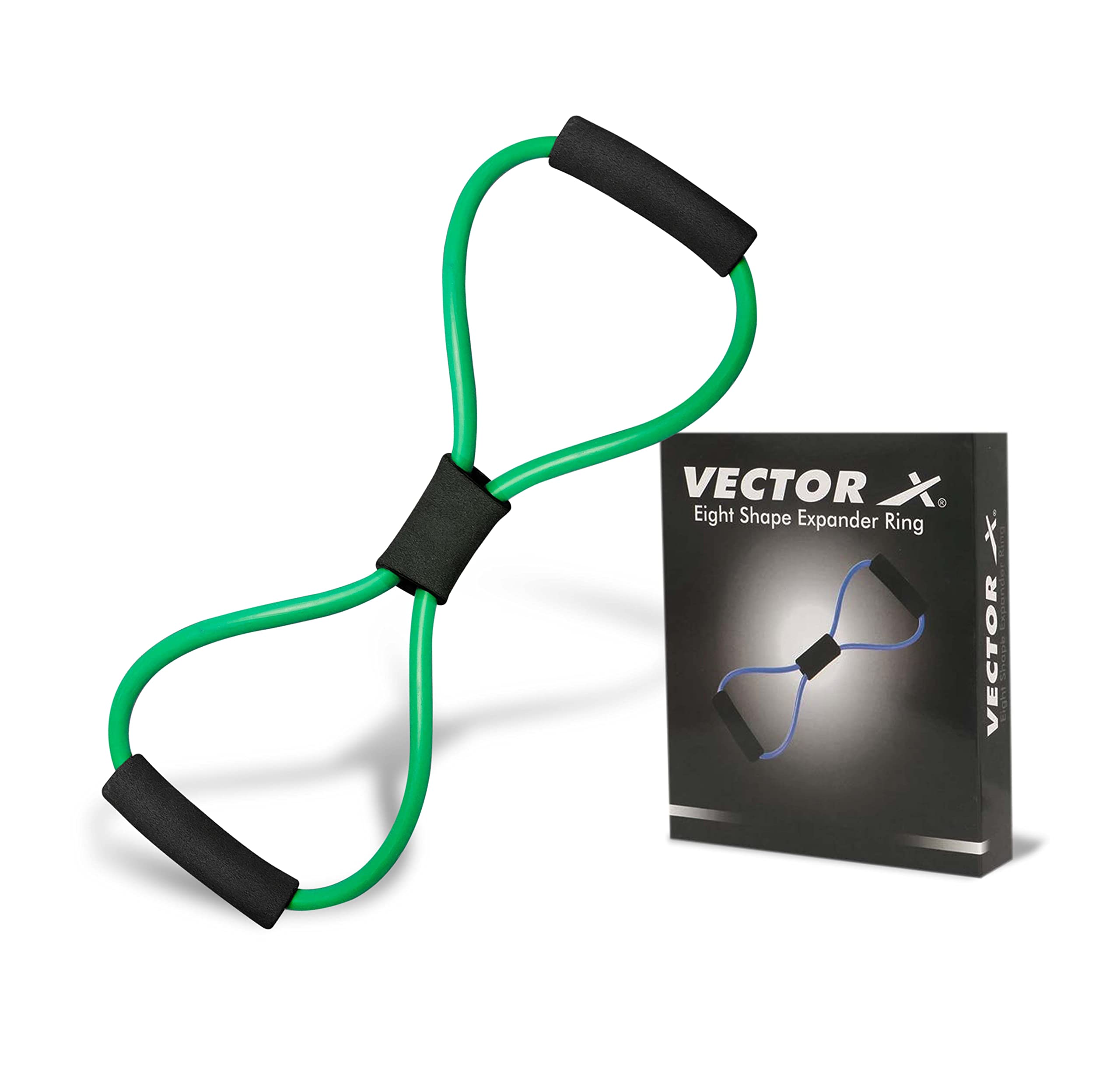 Vector X Eight Shape Expander Ring for Exercise at Home Gym Workout Material - TPR Tube, Resistance (Medium) (6x10x1000mm), Green-image-37