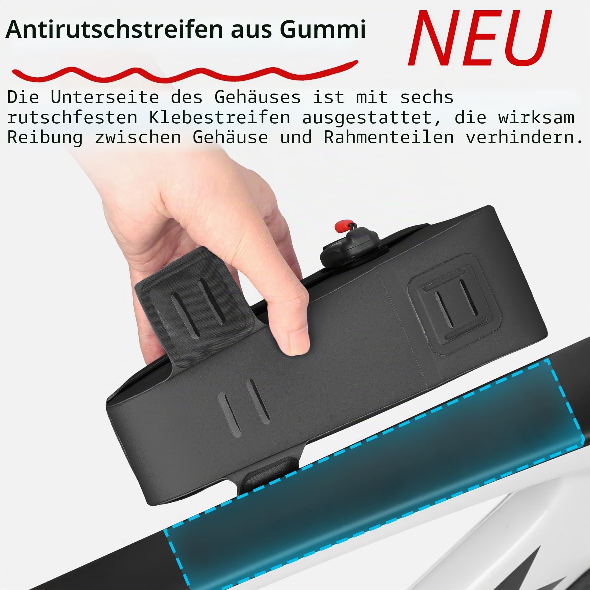 Rhinowalk Fahrrad-Oberrohrtasche, Fahrradrahmentasche, vollständig wasserdicht und stabil, Fahrradrahmentasche, Fahrradtasche, professionelles Fahrradzubehör für Mountainbike, Rennrad-Schwarz