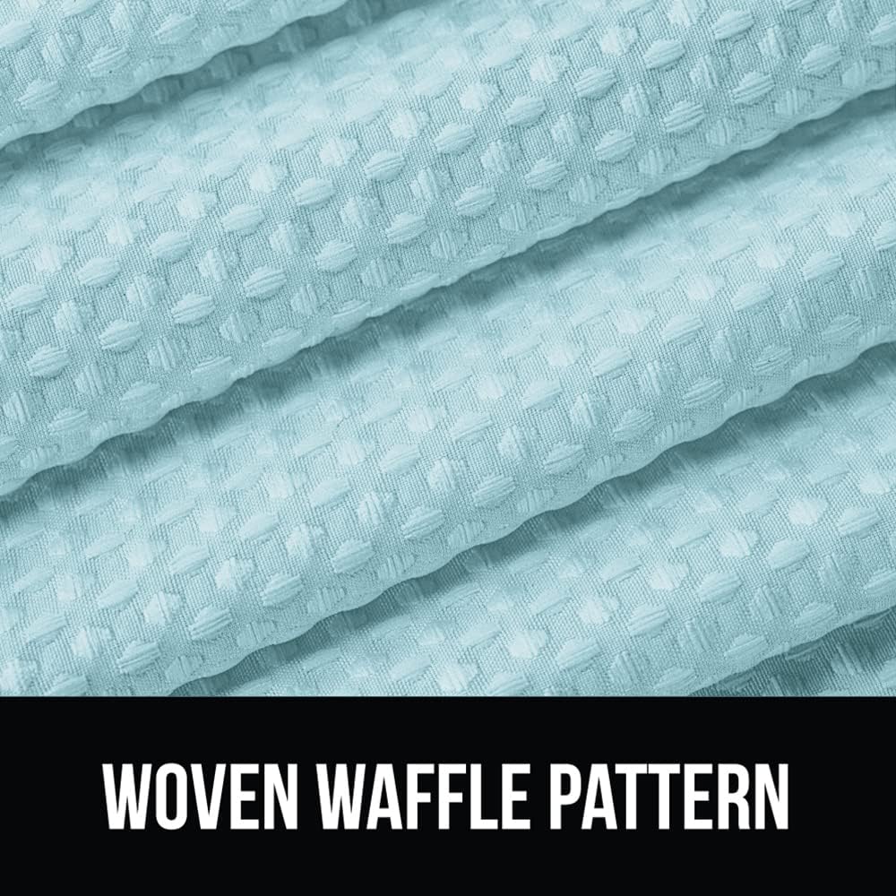 GORILLA GRIP Chenille Bath and Waffle Shower Curtain, Bathroom Size 36x24 in Sky Blue, Machine Washable, Waffle Shower Curtain Size 72x72 in Spa Blue, Thick Weighted Fabric, 2 Item Bundle