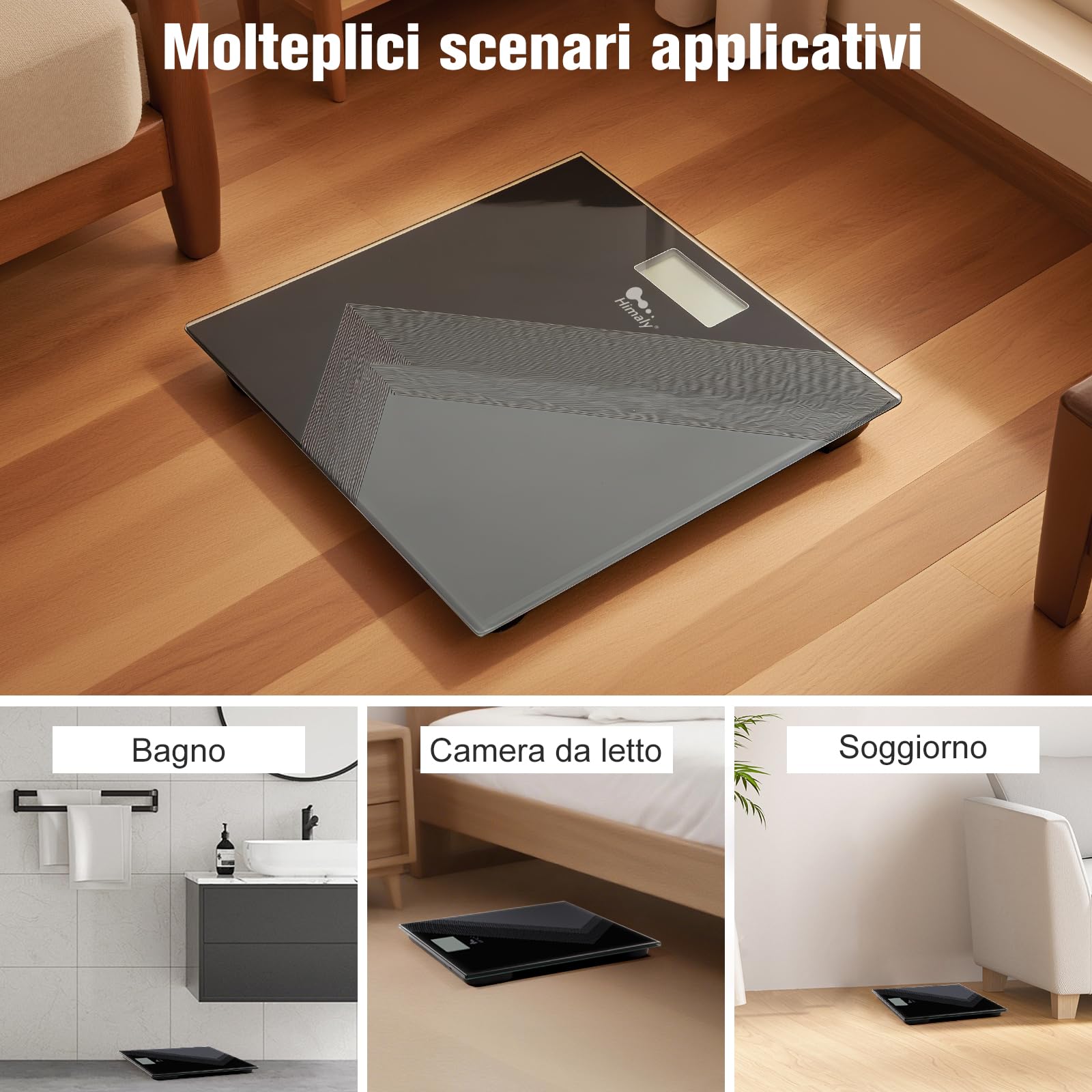 Himaly USB Carga Bilancia Pesa Persona Digitale Bilancia Pesapersone Impedenziometrica Professionale Elettronica Da Bagno Display Retro-illuminato Sottilissimo e Preciso Ricarica