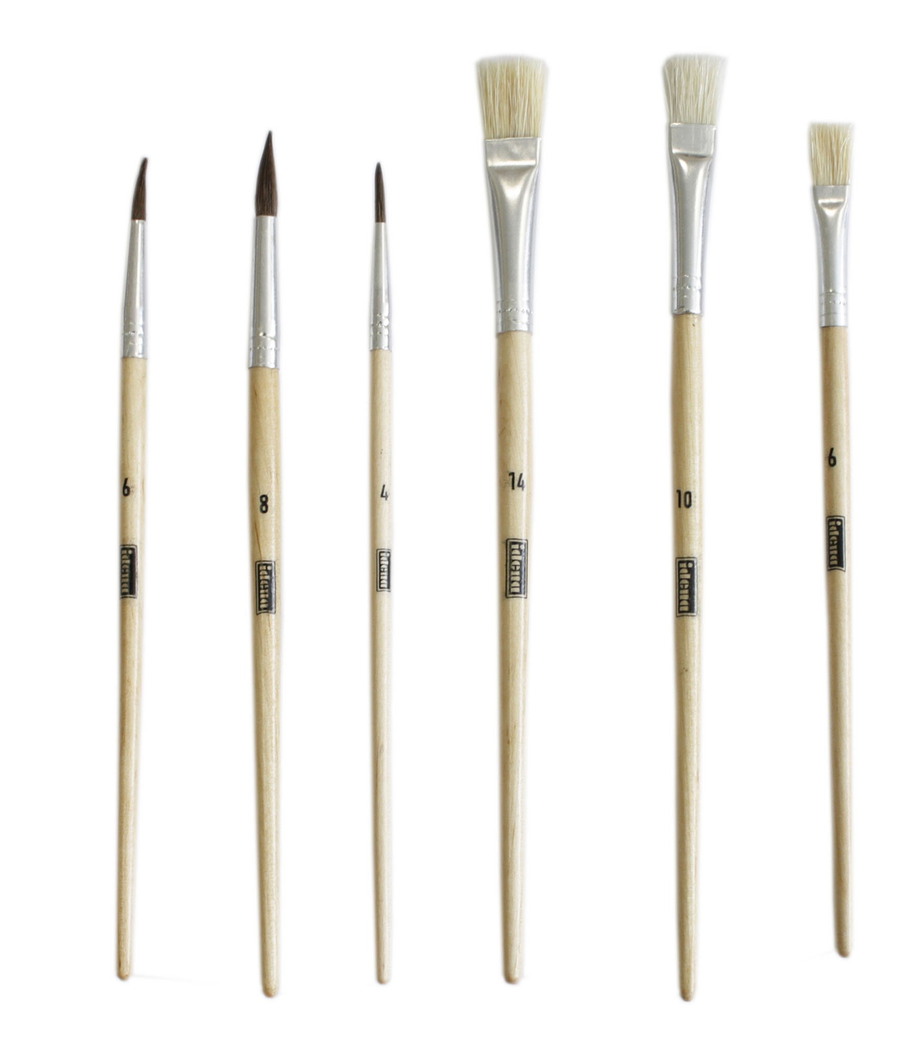 Idena Haarpinsel-Set Größe 4/6/8 – 3-teiliges Pinselset Für Acryl, Aquarell & Mehr (unlackiert)