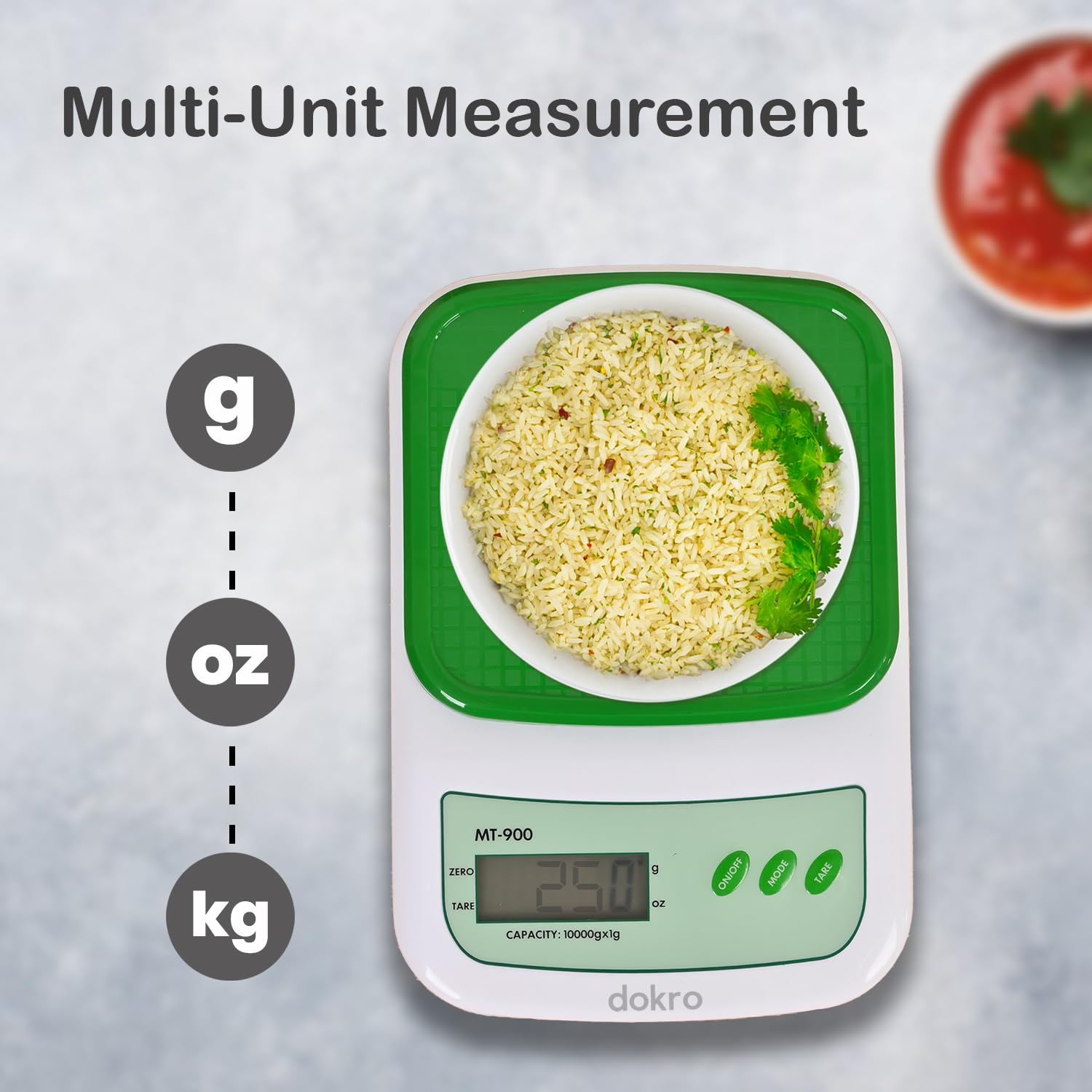 Dokro Digital Kitchen Scale(Green), 10kg capacity, LCD Display, high precision sensors | Ideal for Kitchen, Baking, Cooking, Fitness & Balanced Diet, Lab, Shop | 2 batteries included 6 71VLqPDsIML. SL1500