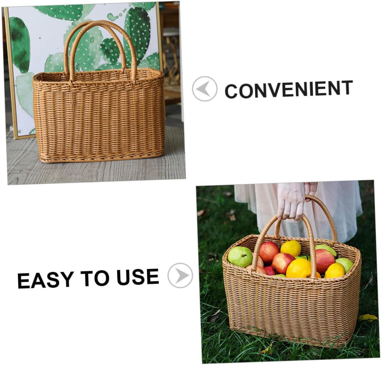 1pc Woven Decorative Basket for Flowers and Vegetables Portable Home Storage for Weddings and Festivals Japanese Style Handled Design