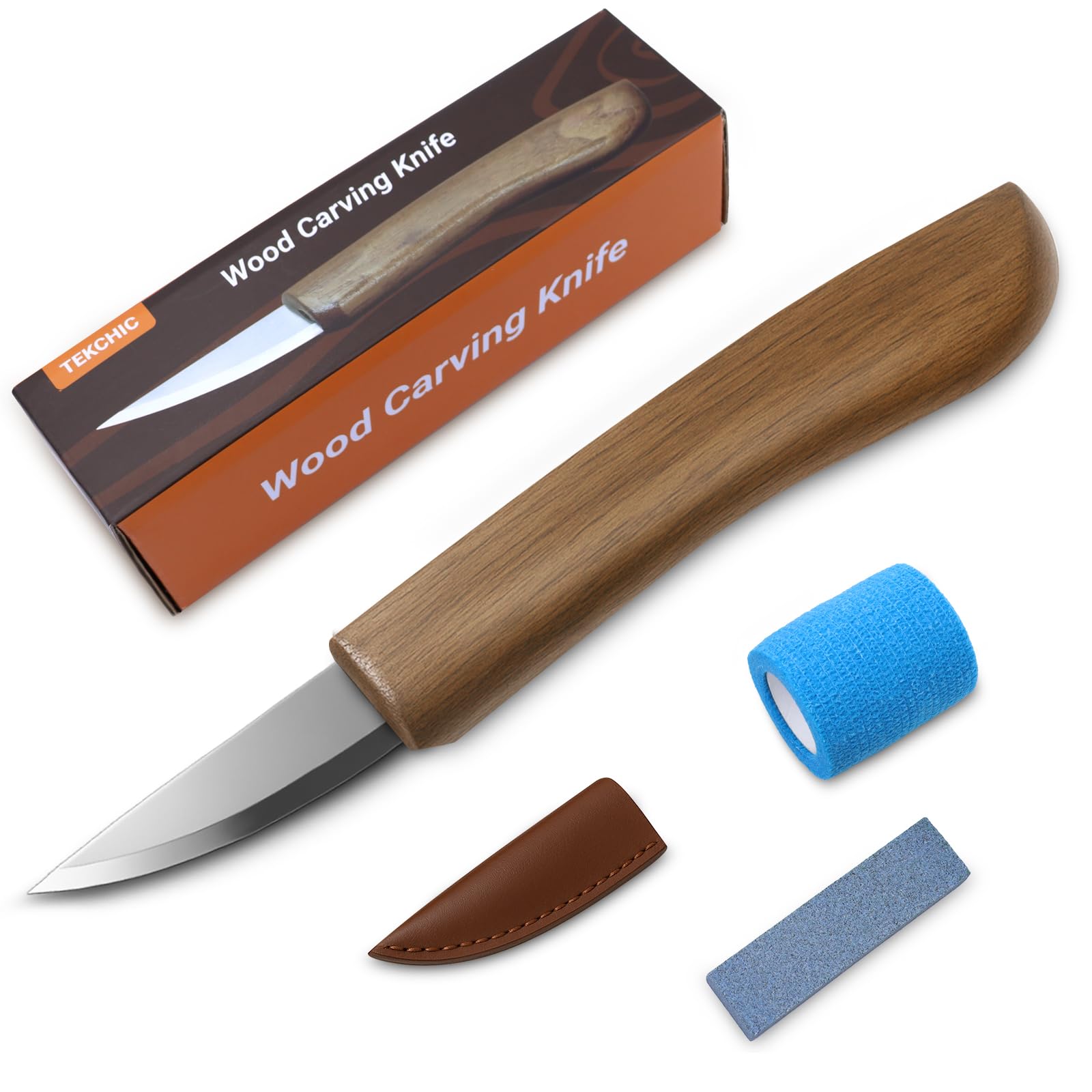 Coltello da intaglio in legno per principianti, con fodero in pelle, per adulti, professionisti e appassionati di intaglio del legno, strumenti di sicurezza per la lavorazione del legno