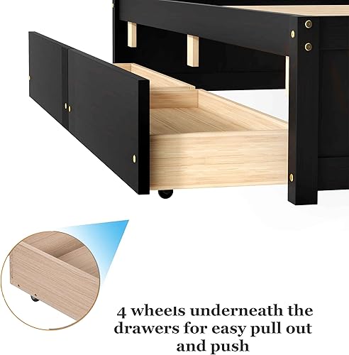 Miniatura 4 de Sofá cama individual con 2 cajones, moderno sofá cama para niños, adolescentes y adultos, marco de cama de día de madera para dormitorio, sala de