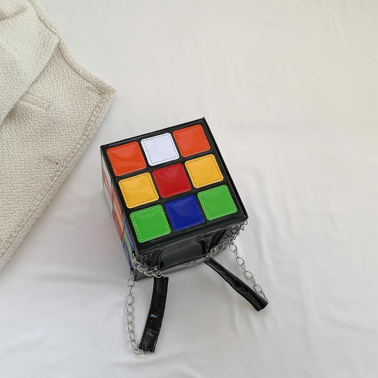 Women ' s Cute Cube Shape Handbag Square Box Shaped Clutch Bag, Colorful Shape Purse for Girl Valentine Gift Fashion Accessory Handbag