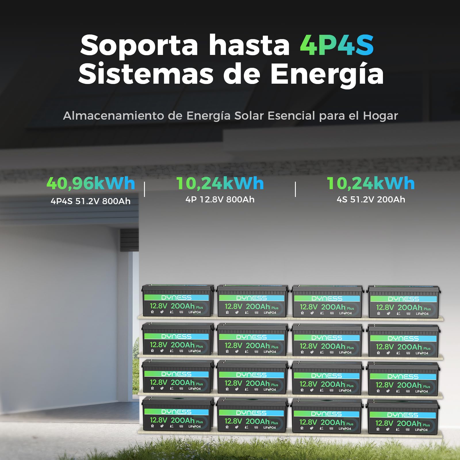 Dyness LiFePO4 Batería de Litio 12V 200Ah 2560Wh BMS 200A Ciclo Profundo Marina RV Solar