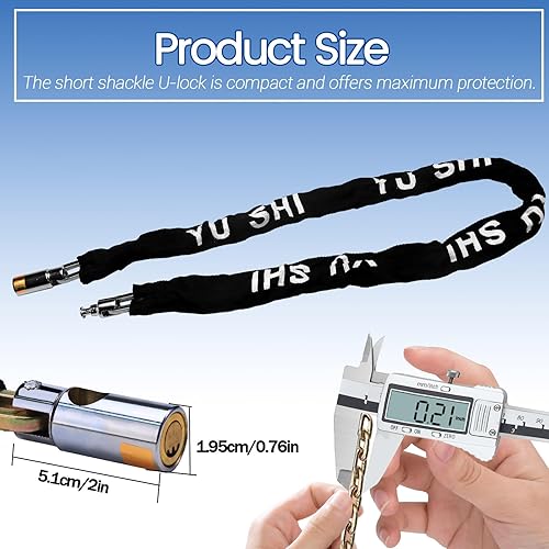 Miniatura 2 de Candado de cadena para bicicleta con 2 llaves, cerraduras de bicicleta de 4.26 pies, antirrobo, cerraduras de cadena de bicicleta, cadenas de