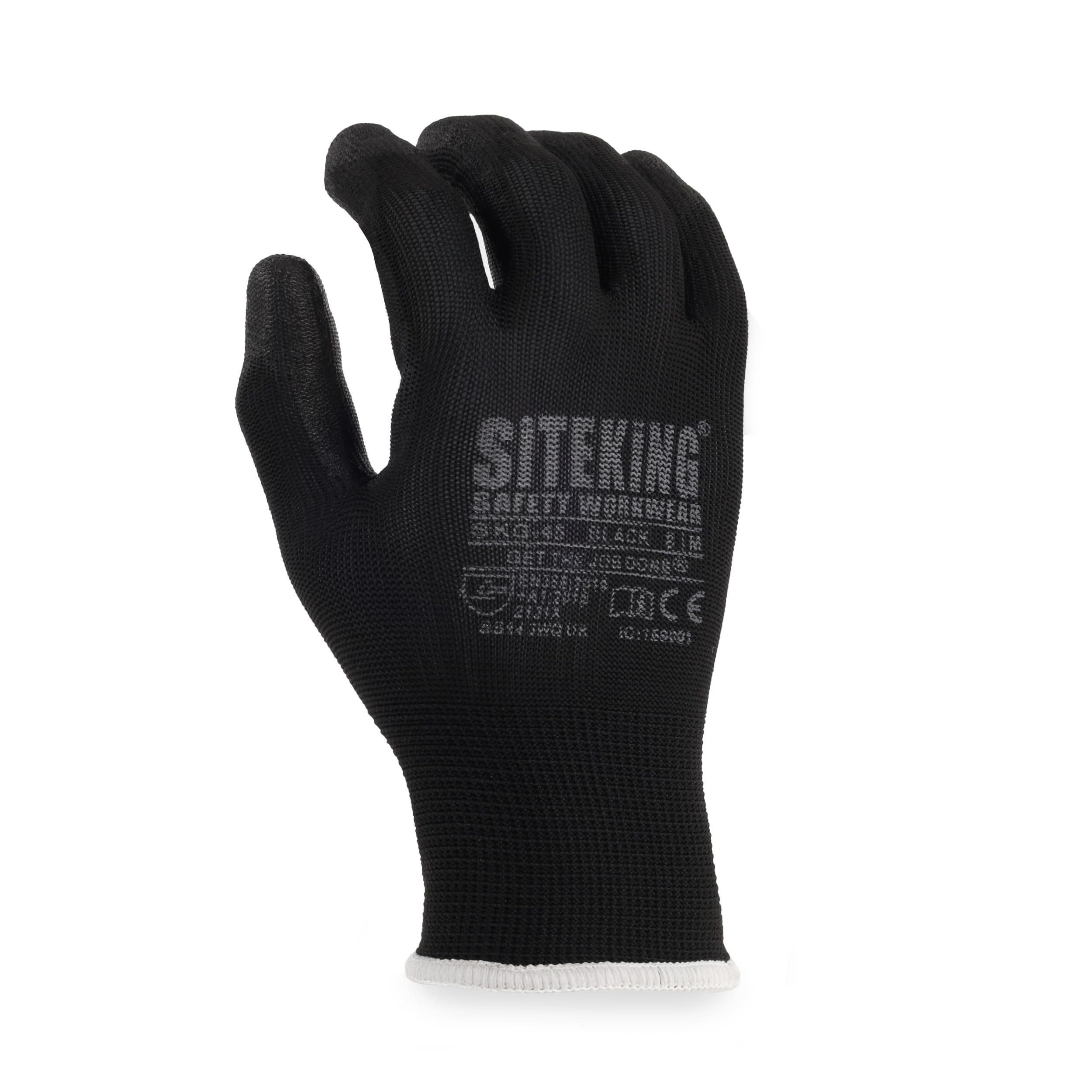 SITE KING PU Palm Work Gloves 12 Pairs, Safety Grip Gloves for Builders