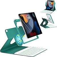 Vista 19 de OYEEICE Funda para iPad de 9ª generación con teclado de 10.2 pulgadas 2021, teclado BT desmontable con magnético, funda para iPad Air de 3ª