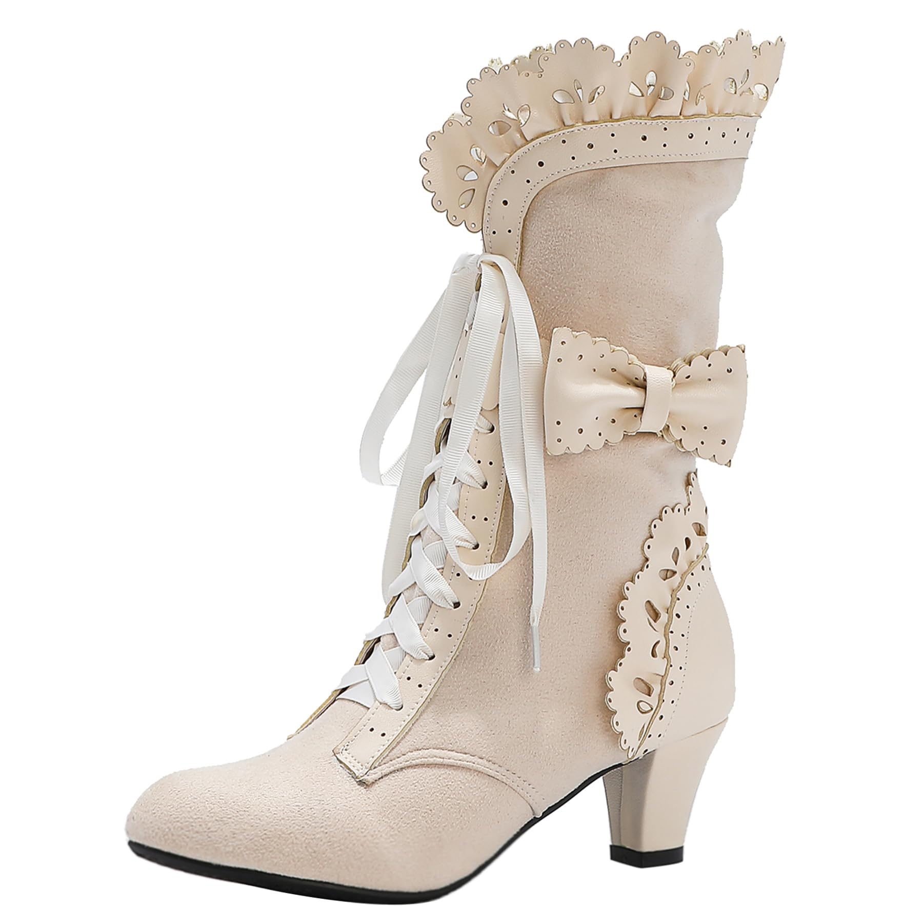Gicoiz Donna Classico Tacco Gattino Stivali Invernali Bowknot