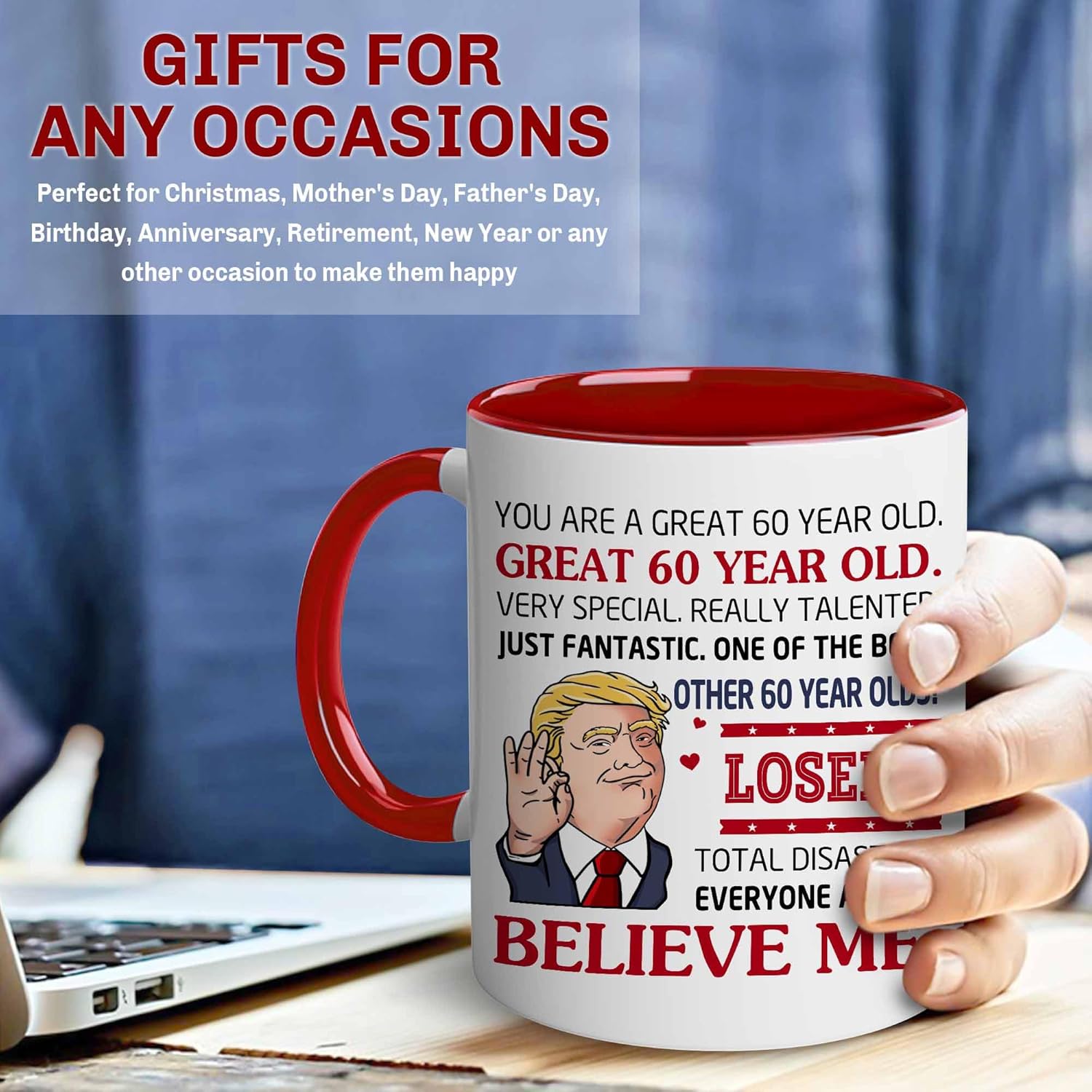 BECHUSKY 60th Birthday Gifts For Men Women - 1966 60th Birthday Gift For Mom, Dad - 1966 Birthday Gifts Ideas - 60 th Mug For Grandma, Grandpa - Turning 60th Birthday Mug - 60th Present Cups - Image 6