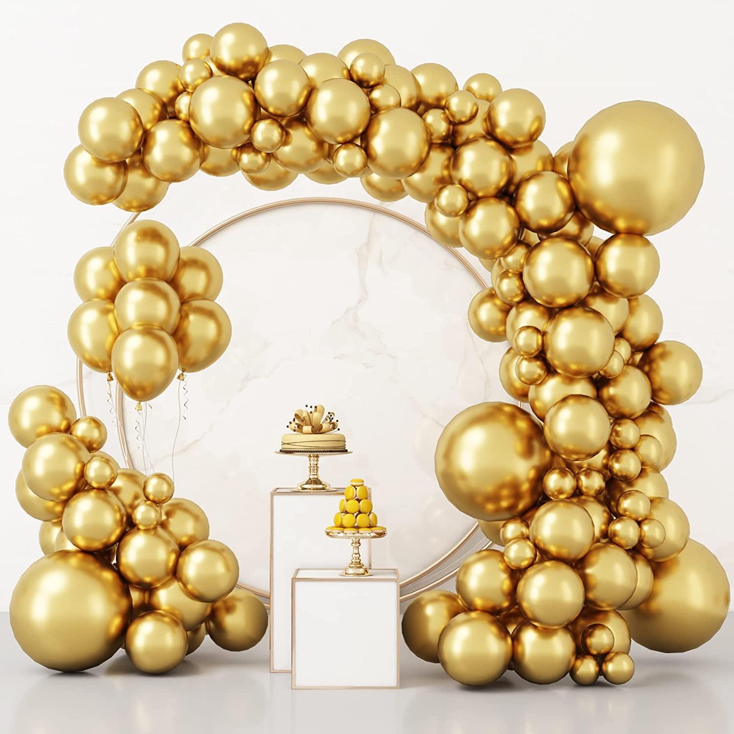 Party Propz Golden Balloons for Birthday -Pack of 50 Pcs Gold Balloon for Decoration | Golden Balloons Metallic | Metallic Balloon For Decoration | Chrome Gold Ballons (Latex)