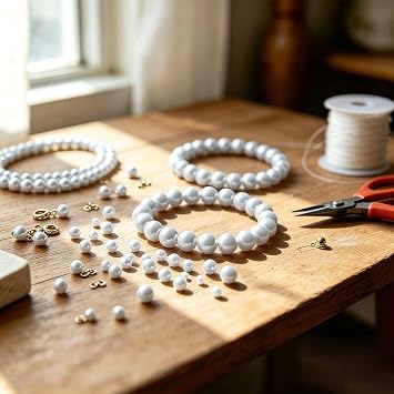 1500pcs Pearl Beads for Jewelry Making, 4mm 6mm 8mm 10mm Round Loose Pearls Beads with Hole, Bracelet Pearls for Crafts, White Pearls for Jewelry Making