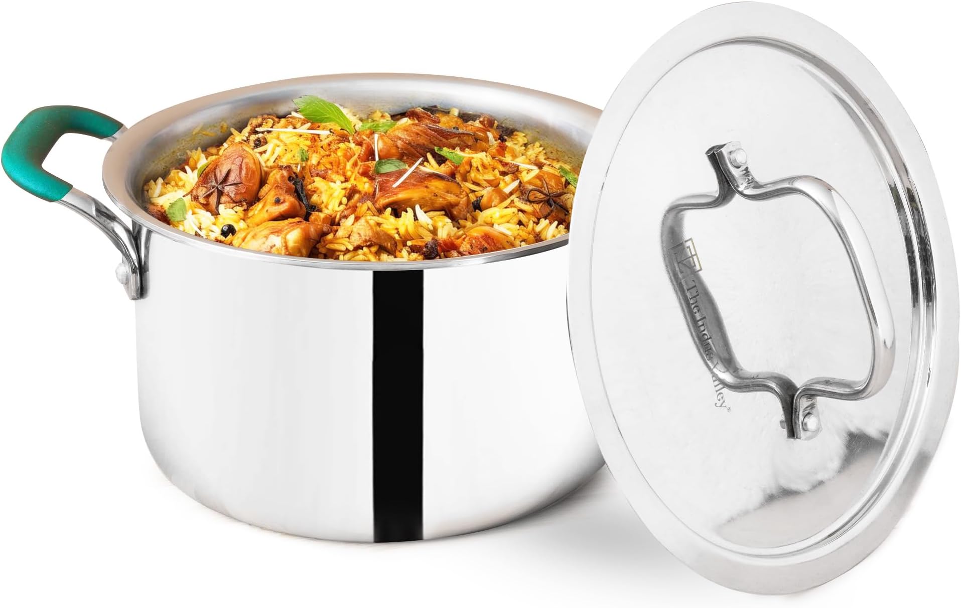 Triply Stainless Steel Stock Pot/Biryani Pot/Handi/Dutch Oven with Steel Lid | Medium 21.6cm/8.5 inch, 3Ltr, 1.4kg | Induction friendly | Nonstick 3-Layer Body, 100% Pure & Toxin-free