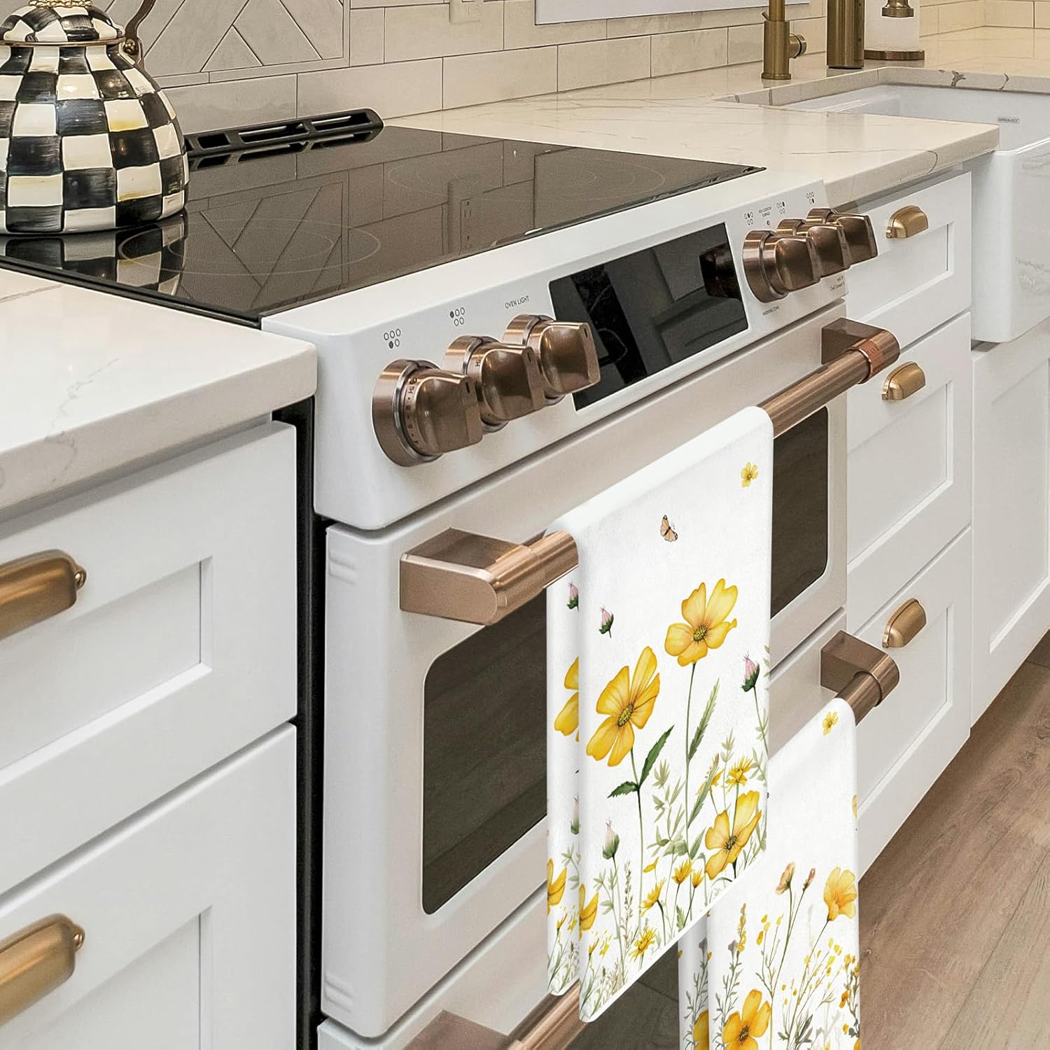 TAJWE Spring Kitchen Towels 18x26 Inch Set of 2 Yellow Floral Flowers Dish Cloths Farmhouse Summer Holiday Hand Rags for Home Decoration - Image 5