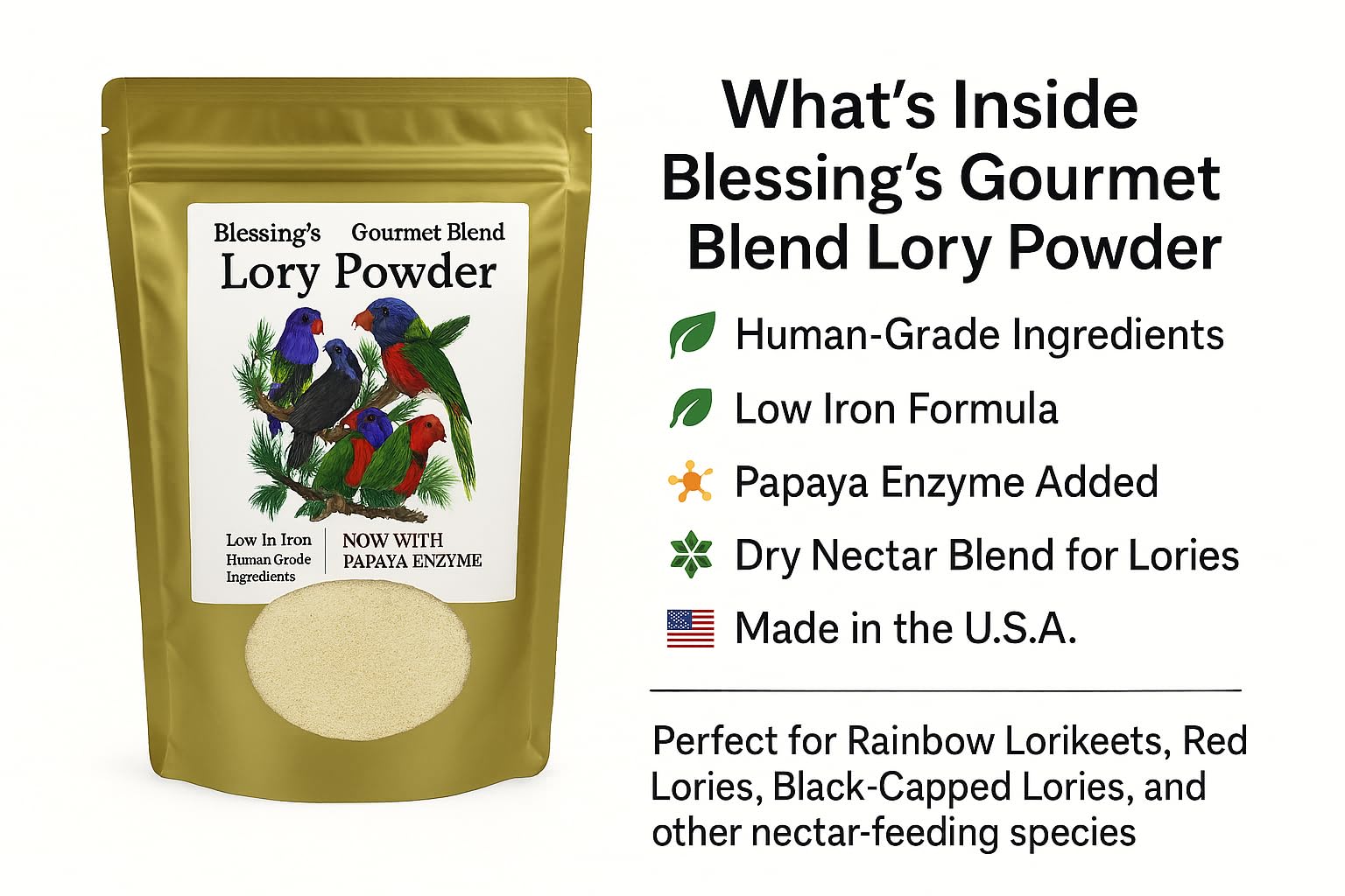 Amazon.com : Blessings Gourmet Lory Powder Dry Lorikeet Food (5Lb