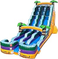Vista 21 de TentandTable Tobogán acuático inflable de doble carril para niños y adultos, diversión acuática gigante de grado comercial, incluye soplador de aire