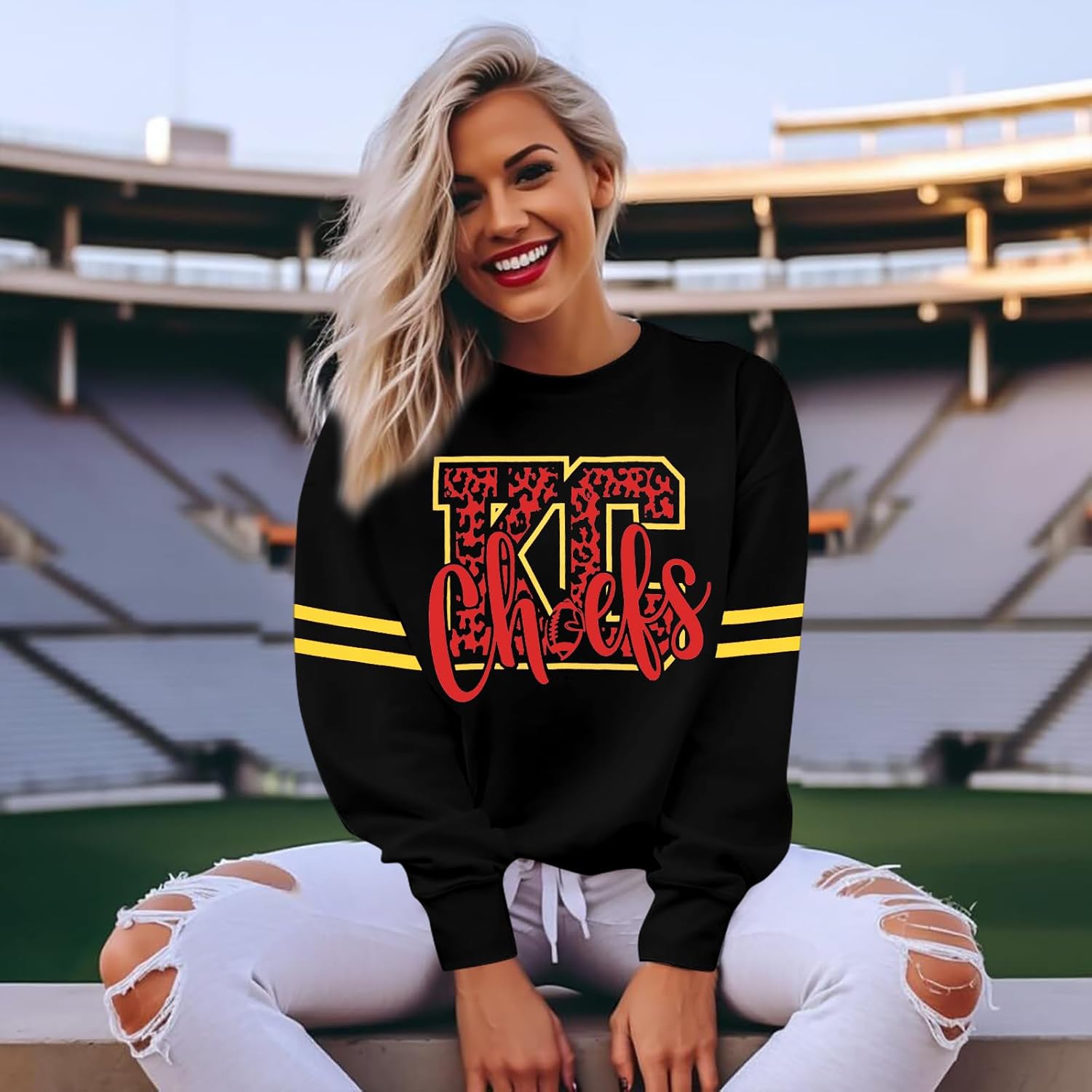 MYHALF Game Day Sweatshirt Football Shirts: Women Gameday Sequin Outfits Football Fan Game Day Shirt Long Sleeve Casual Tops - Image 6