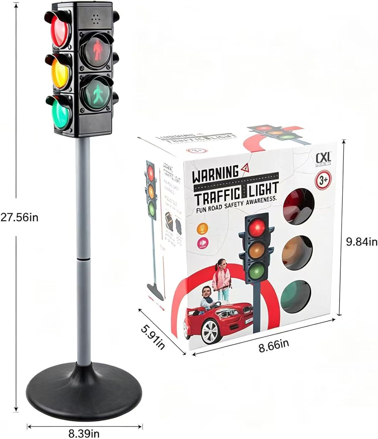 Traffic Light Toy Traffic Signal Light Stop Light Traffic Lamp Toys with Sound Kids Road Educational Learning Safety Toy Toddlers Pretend Play for Classroom Home (Traffic Light) image 2