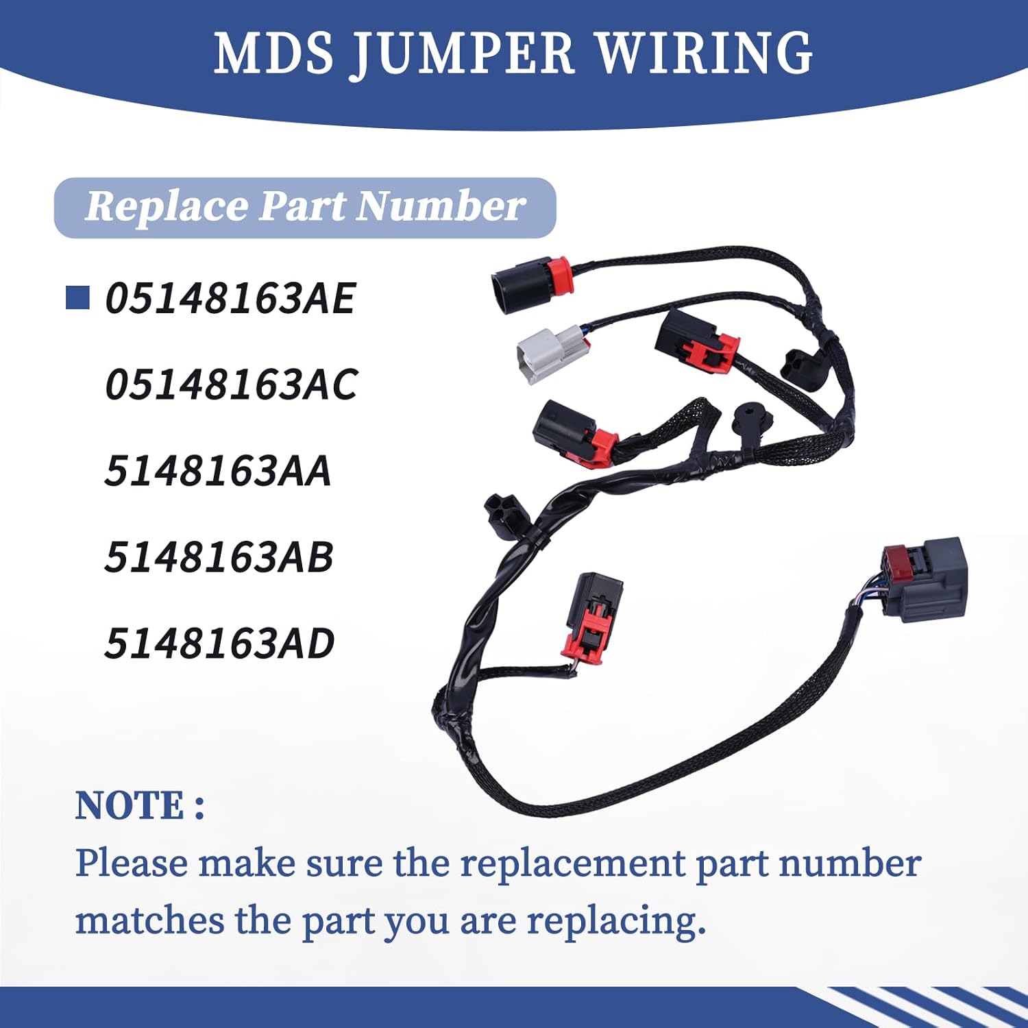 MDS Jumper Wiring 5148163AD Compatible with Chrysler 300 2010-2024│Dodge Charger Challenger RAM 1500 Durango 2010-2014│Jeep Grand Cherokee 2010-2014 5.7L