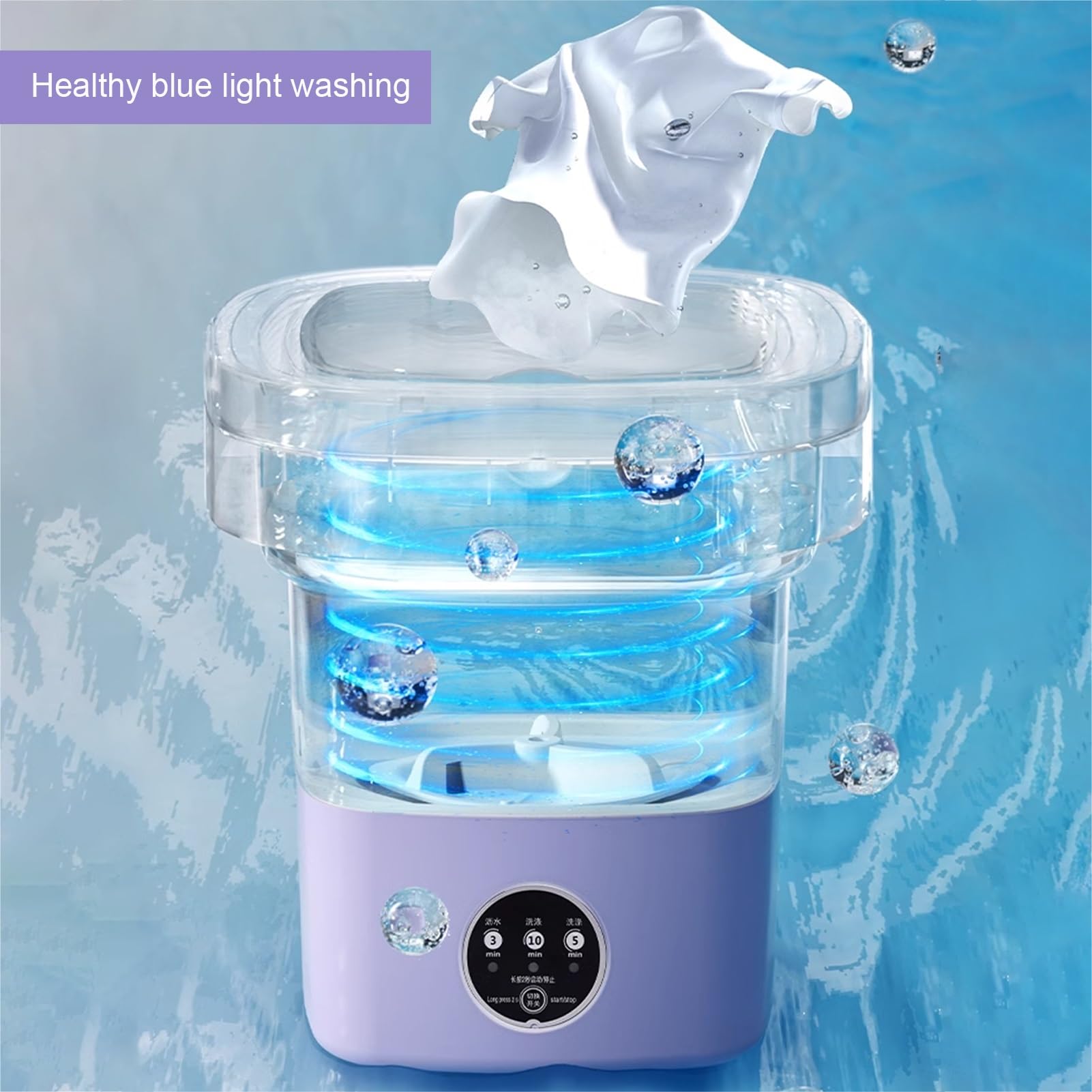 Lavatrice portatile da 15 litri, mini lavatrice, lavatrice pieghevole, lavatrice intelligente 2 in 1 con luce blu, per vestiti per bambini, biancheria intima, campeggio, camper (rosa)