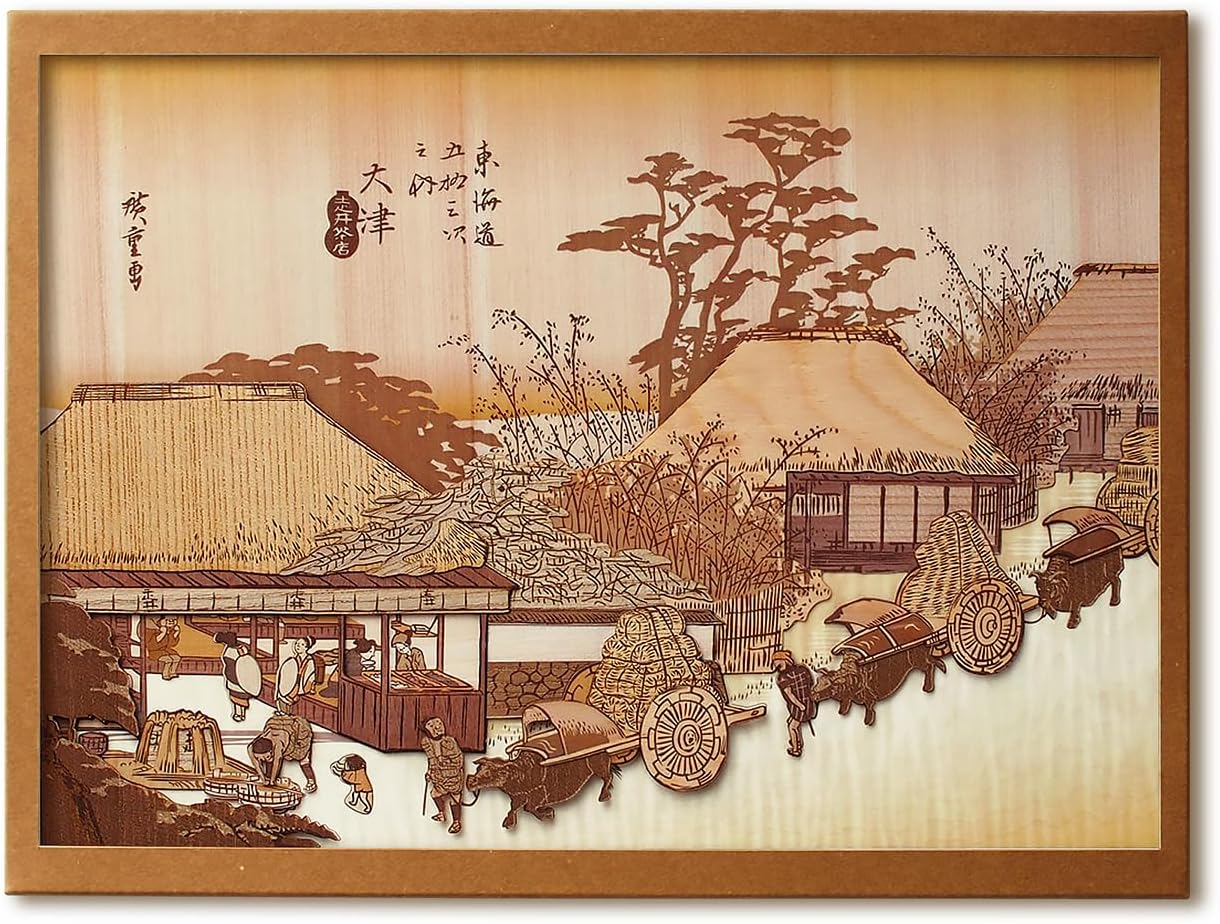 KINOWA Ukiyoe Art Kit Kiharie The Running Well Teahouse at Otsu by Hiroshige Made in Japan