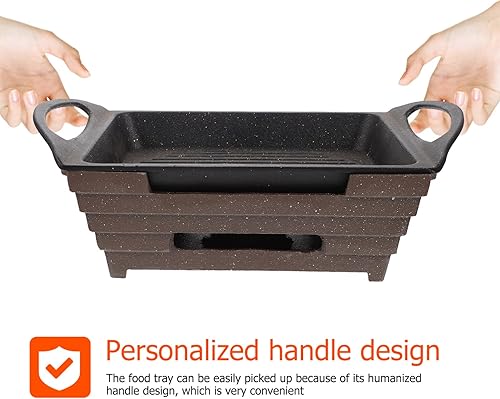 Miniatura 7 de Hemoton Estufa de parrilla de pescado para horno, sartén para freír, antiadherente, utensilios para hornear, plancha de hierro fundido, sartén para