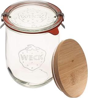 Weck Jars - 35.9 fl. oz Weck Tulip Jars 1 Liter - Sour Dough Starter Jars - Large Glass Jars for Sourdough - Suitable for ...