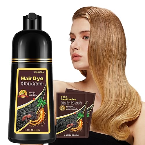 Natural Blonde Brown 3-IN-1 Golden Hair Dye Shampoo 500ml, Colors in 10-15 Mins, 100% Coverage for All Hair Types (Blonde Brown)