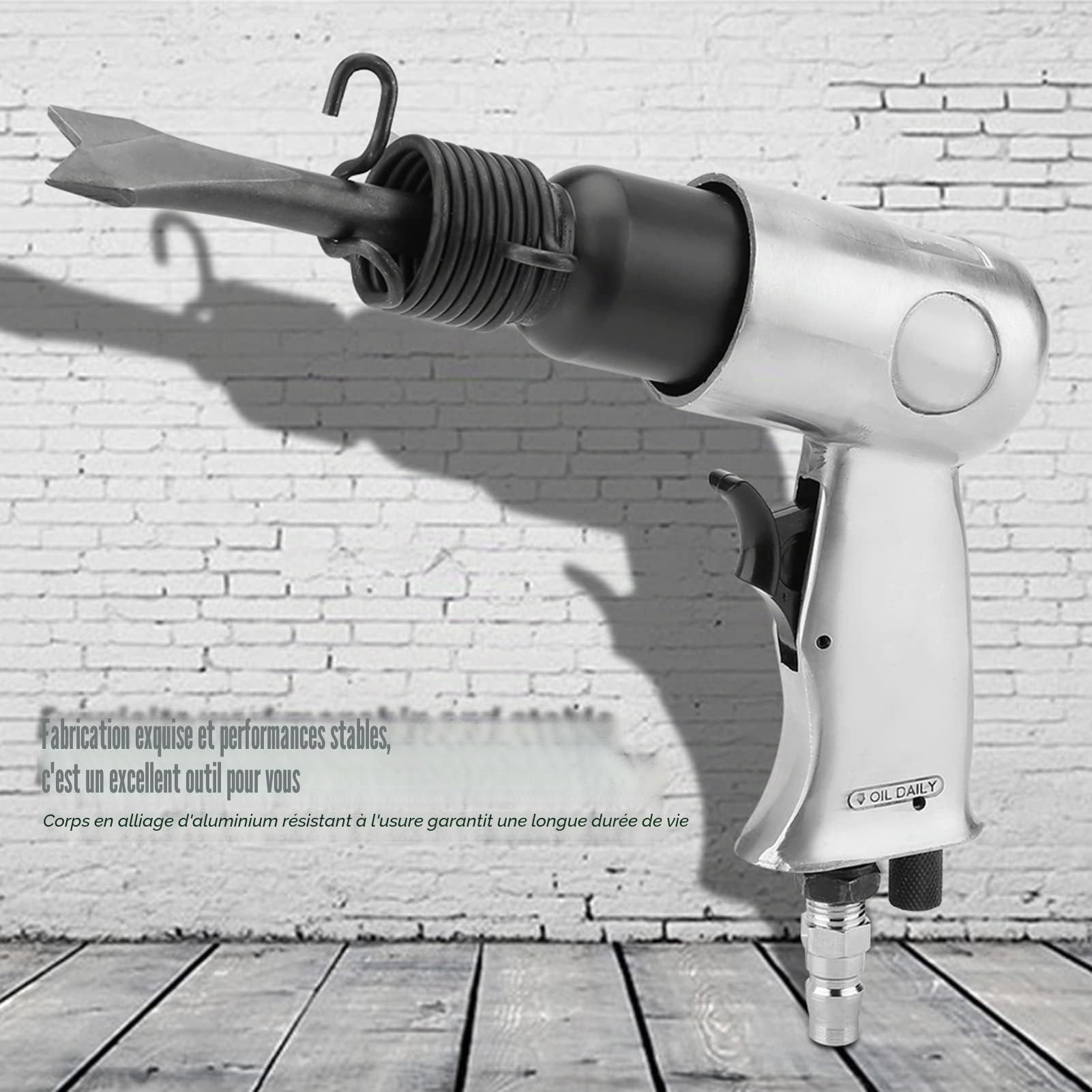 Marteau à air industriel Fafeicy, outil de pelle à marteau pneumatique de type droit à poignée puissante de 150mm, pour le nettoyage du sable de coulée