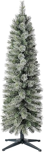 Miniatura 59 de Home Heritage Árbol de Navidad artificial Stanley de 7 pies, preiluminado con conos de pino y bayas, 350 luces incandescentes blancas y 335 puntas