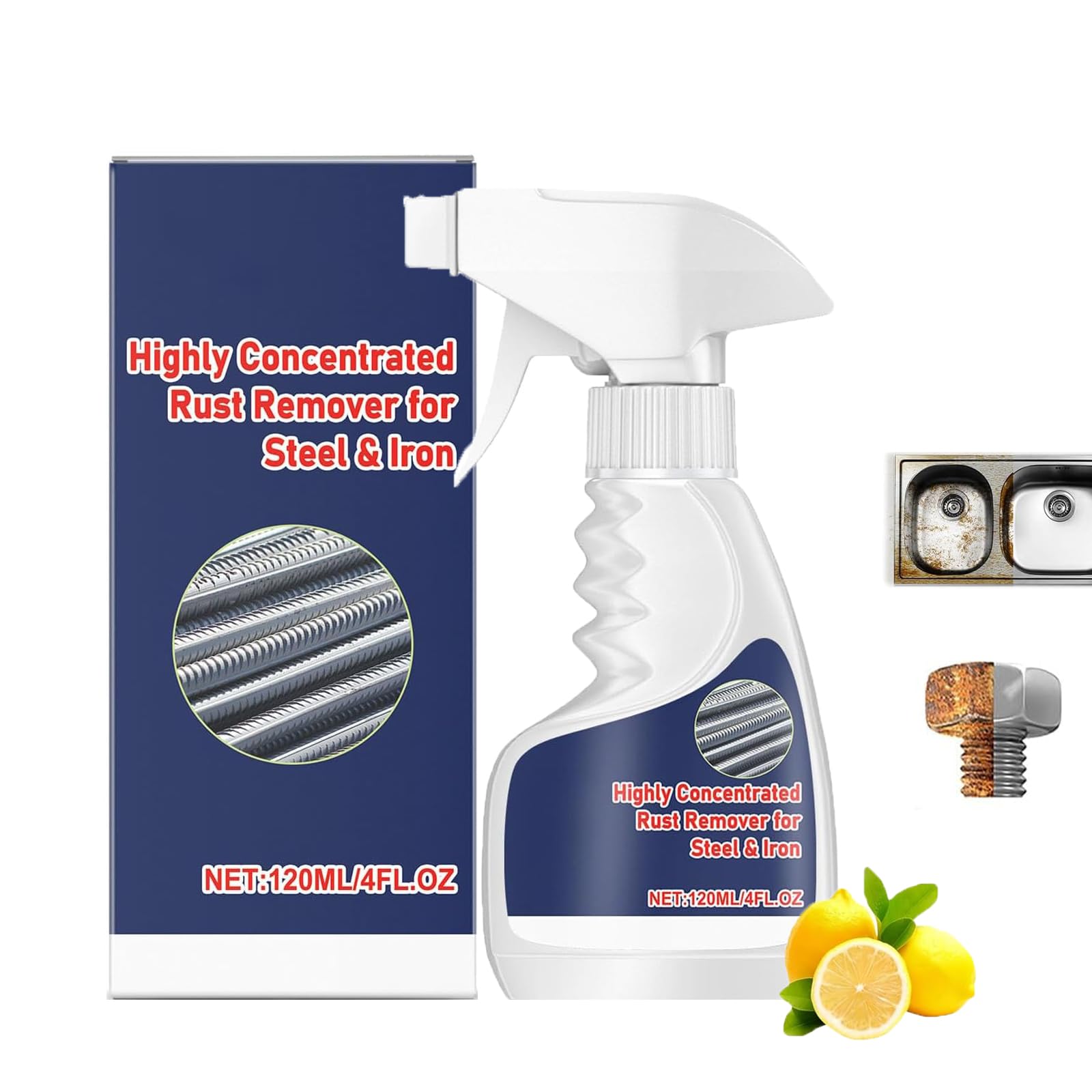 Rust Remover Spray for Metal, Rust Remover Heavy Duty for Metal, Anti-Rust Converter Spray, Multipurpose Rust Stain Remover, for Vehicles, Tools, Chains, Iron Out Rust Stain Remover (1pc)