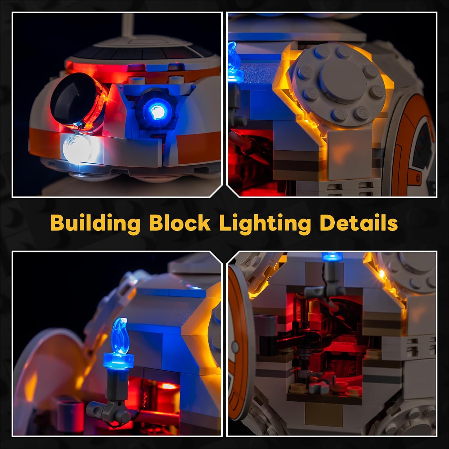 Kyglaring LED Light Kit Compatible with Lego BB-8 Astromech Droid 75452 Building Blocks, Upgraded Original Movie Sound, Lights Only, Model Set Not Included