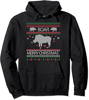 Boar Ugly Sweater Christmas Holiday Winter Novelty Pullover Hoodie